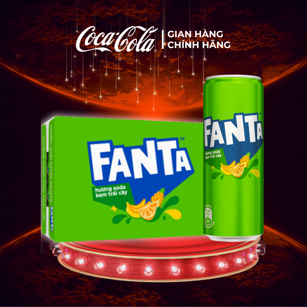 [SIÊU SALE ] Thùng 24 Lon Nước Ngọt Giải Khát Có Gas Fanta vị Soda Kem 320ml/Lon Sale 8.8 Coca-Cola Chính Hãng_LD