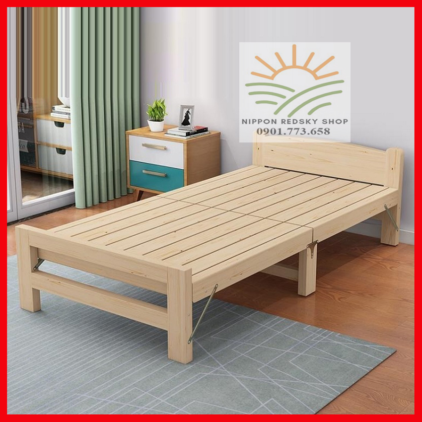Giường ngủ gỗ thông xếp gọn KÈM NỆM có nhiều kích thước phù hợp mọi nhu cầu, giường gỗ thông xếp gọn, giường xếp gỗ thông