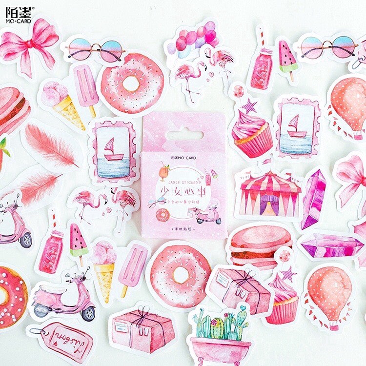 Bộ 45 miếng dán sticker trang trí sổ tay ngộ nghĩnh đáng yêu