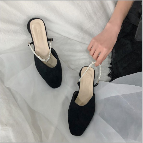 Lùi 1sz Sandal búp bê da lộn quai ngọc nữ tính G038 - Shop Sunny