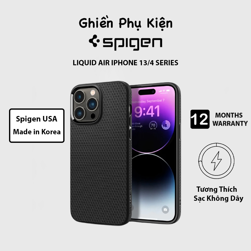 Ốp lưng spigen liquid air dành cho iphone 15/14/13 series - hàng chính hãng
