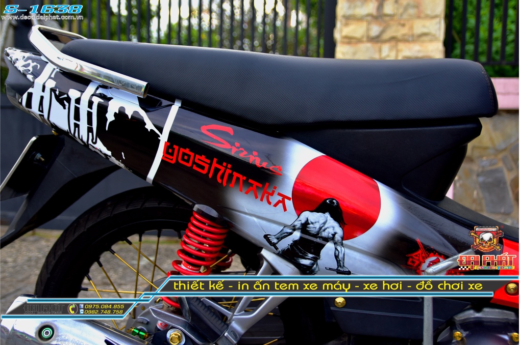 Tem Trùm Xe Sirius Samurai Đỏ Đen