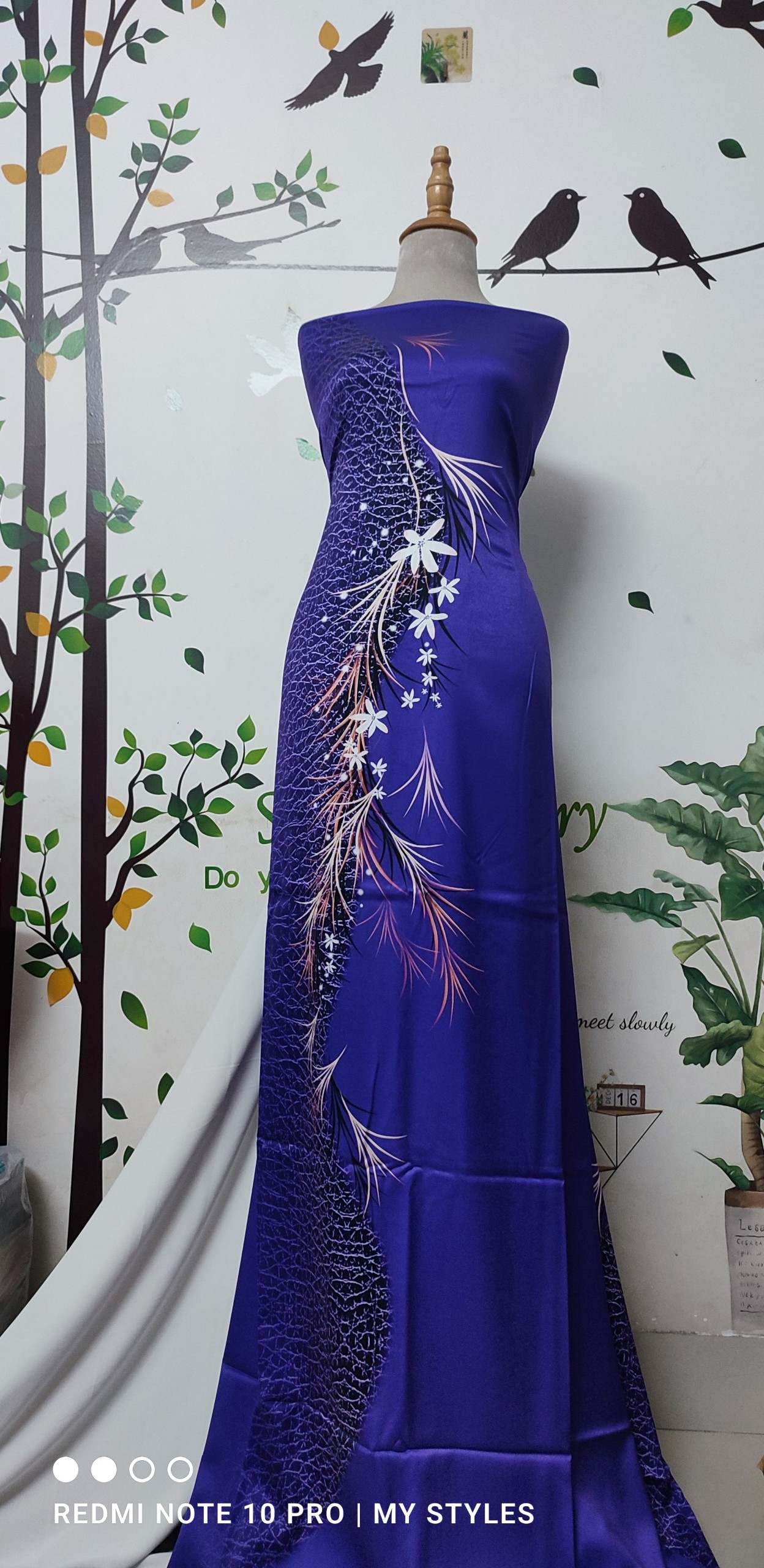 Vải áo dài cao cấp, hoạ tiết hoa chuỗi duyên dáng - lụa Phi Yến, lụa Ngọc Nhung
