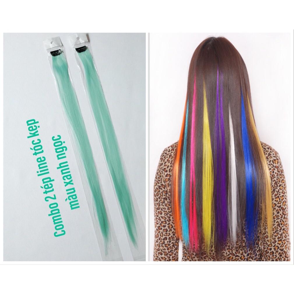 [HCM]Combo 2 line tóc màu xanh ngọc bích - mỗi tép 3d có từ 80-100 sợi- mua 5 line tặng 1 line