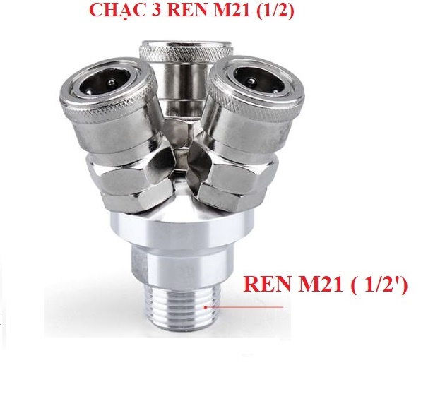 Chạc chia 3 khí nén, chạc chia 2 khí nén ren ngoài 21mm hàng tốt
