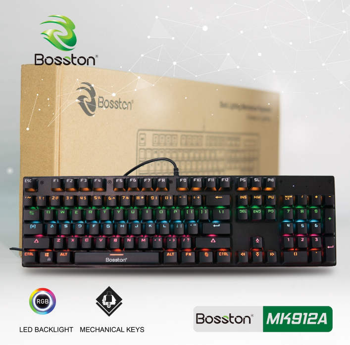 Bàn Phím Cơ Chuyên Game Blue Switch Bosston MK912A 9 chế độ LED