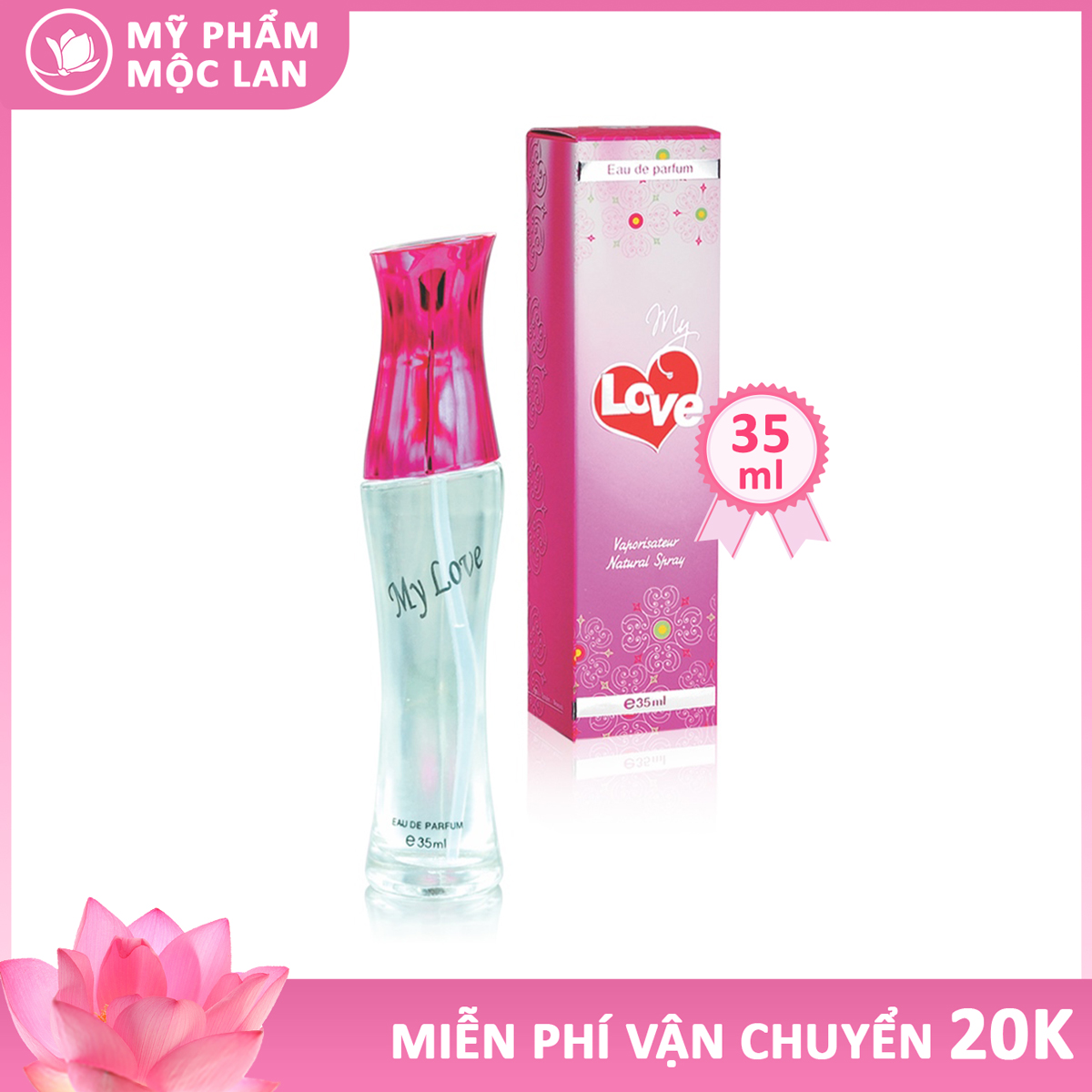 Nước hoa nữ thơm lâu quyến rũ, nước hoa nữ My Love 35ml màu hồng - Mỹ phẩm Mộc Lan