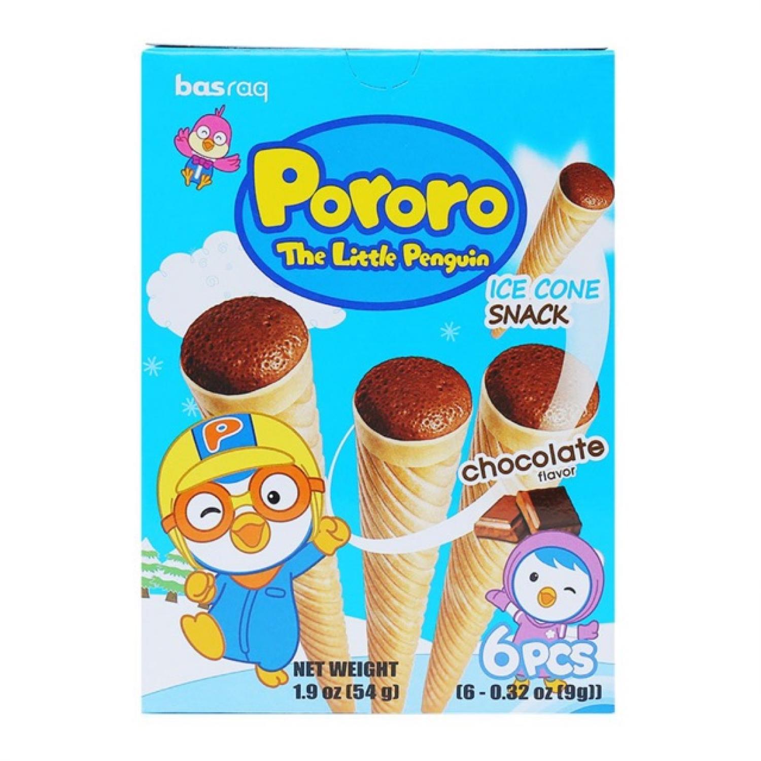 Bánh ốc quế pororo hàn quốc socola 54g/ bánh kem ốc quế