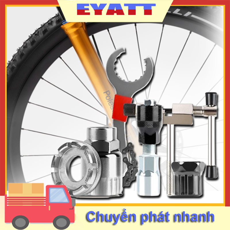 Dụng cụ sửa chữa xe đạp đa năng, bộ dụng cụ sửa chữa xe đạp, giá đỡ xích xe đạp, dụng cụ tháo bánh đà, cờ lê xe đạp
