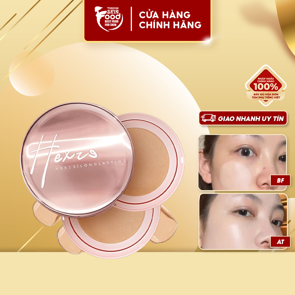   Set 2 Lõi  Phấn Nước Lâu Trôi Mỏng Nhẹ Hexze Brightening Longlasting Cushion Foundation 15gx2 