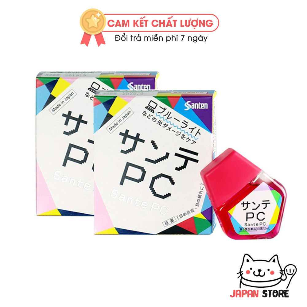 Nước nhỏ mắt SANTE PC 12ml chống bức xạ máy tính - Nhỏ mắt Santen Nhật Bản chuyên dụng khi dùng máy tính, điện thoại học online, giảm tác động ánh sáng xanh, bảo vệ mắt