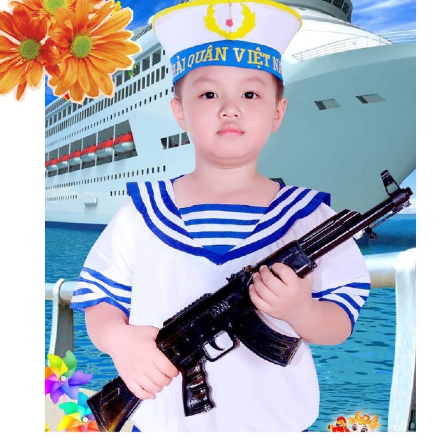 [Ảnh Thật] Quần Áo Trẻ Em Đồ Bộ Hải Quân Cho Bé Trai Bé Gái Tặng Kèm Nón