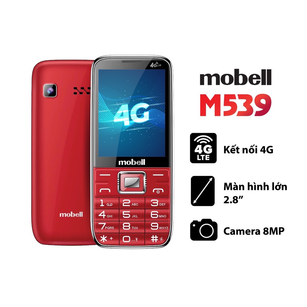 Điện thoại Mobell M539 4G 2sim có chức năng ghi âm cuộc gọi - Bảo hành 12 tháng