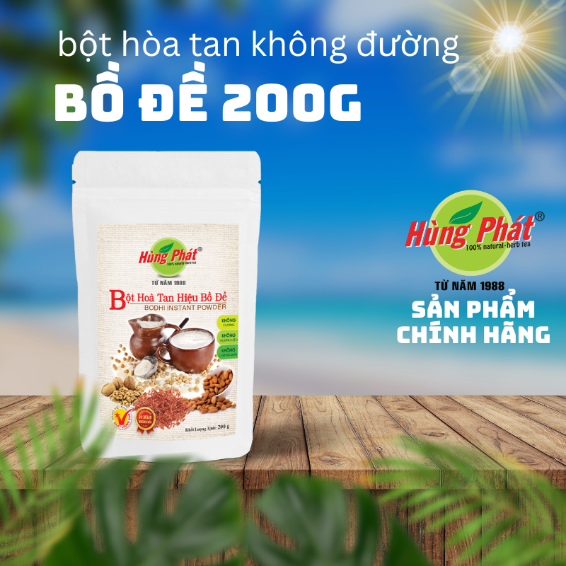 Bột Hòa Tan Hiệu Bồ Đề Không Đường Gói 200g - Trà Hùng Phát