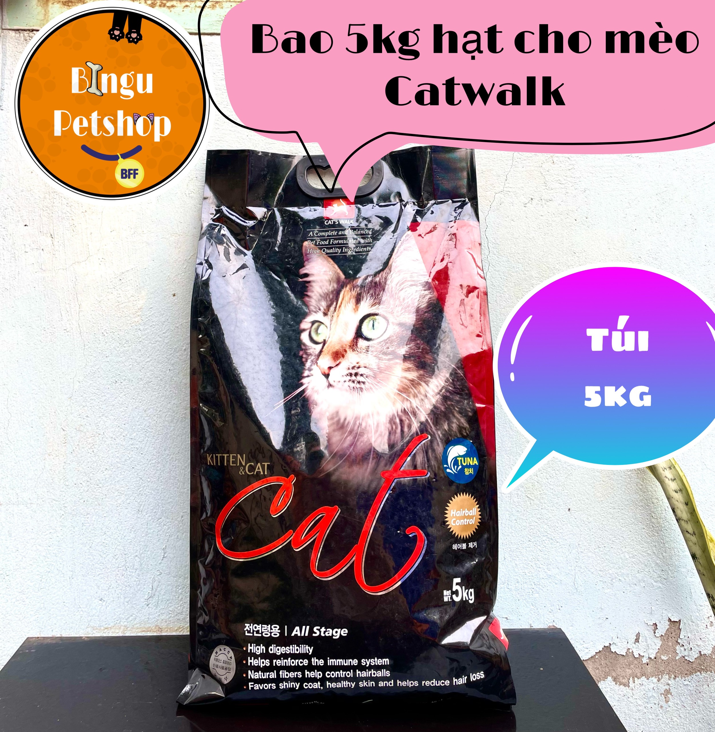 TÚI 5KG Hạt cho mèo Catwalk Vị Cá Ngừ