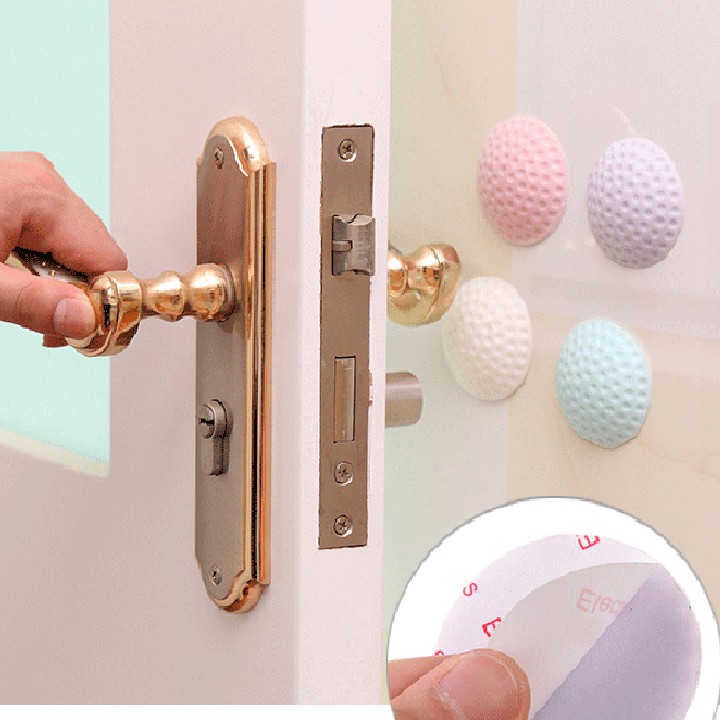 Chặn cửa silicon dán tường TRÒN có lỗ tránh va đập cửa giảm tiếng động, chống shock tay nắm cửa, chống trầy xước tường siêu tiện ích - giao màu ngẫu nhiên