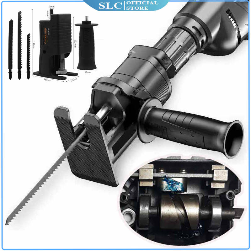 Bộ Chuyển Đổi Máy Khoan Thành Máy Cưa Điện Cầm Tay Loại Tốt Kèm 3 Lưỡi Cưa (Lắp Được Khoan Pin Và Khoan Điện)