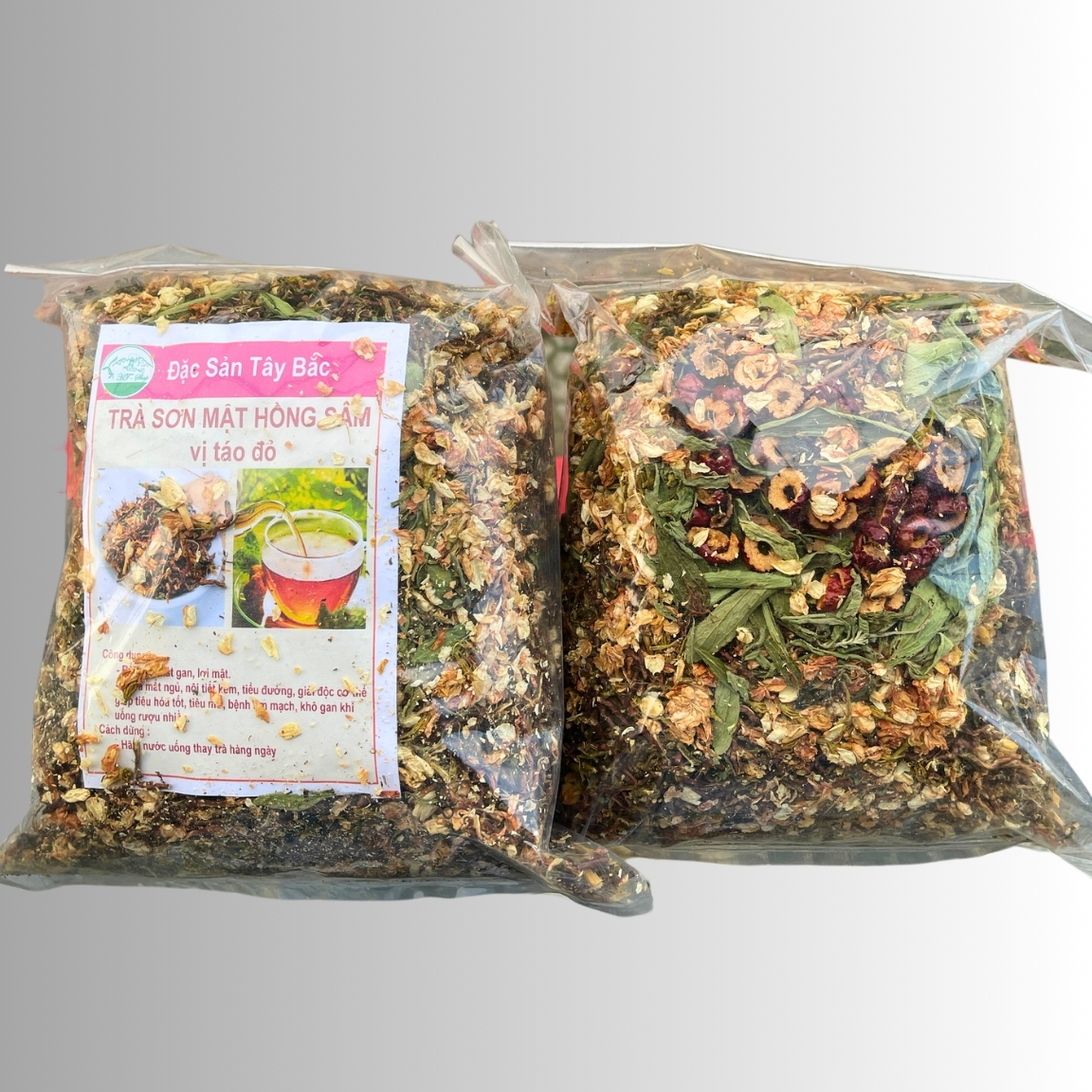 (1kg) Trà sơn mật hồng sâm táo đỏ Sapa loại 1 mix hoa nhài, cỏ ngọt, táo đỏ Tân Cương thái lát giải độc gan, ngủ ngon
