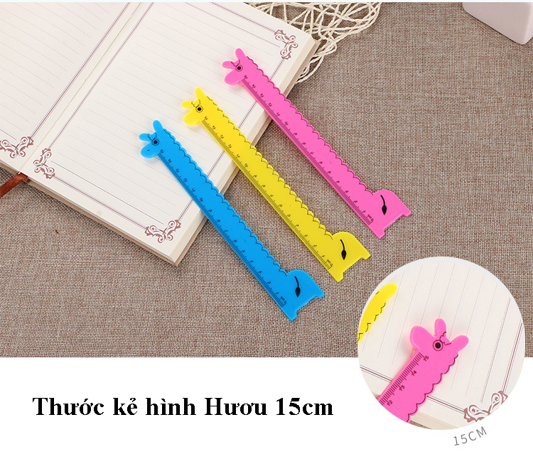 Thước kẻ hình con hưu cao cổ dài 15cm nhiều màu sắc đáng yêu cho bé
