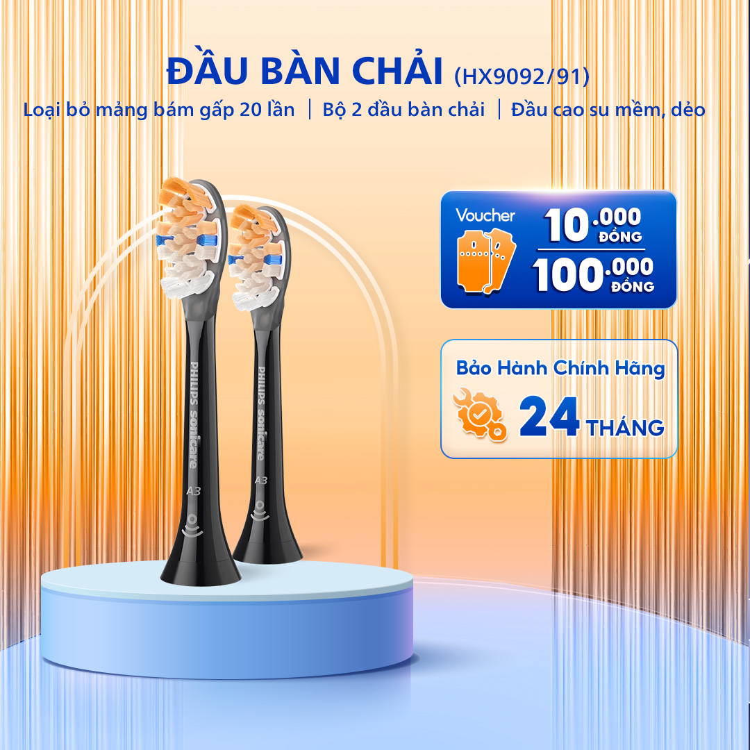 Đầu Bàn Chải Điện Philips Sonicare A3 Premium All-in-One HX9092/91, Bảo Vệ Nướu Răng Cao Cấp, Màu Đen