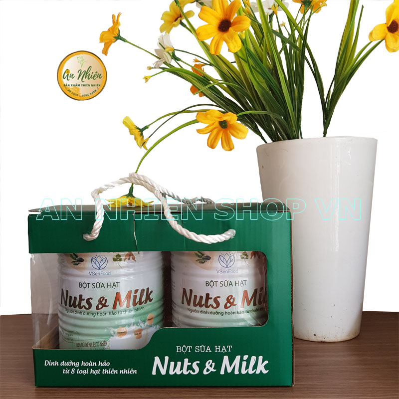 Combo 2 hộp Bột Sữa Hạt Nuts & Milk 450g - Kết hợp 7 loại sữa hạt sen, sữa hạnh nhân, sữa hạt óc chó, sữa yến mạch, mè, gạo lứt, sắn dây