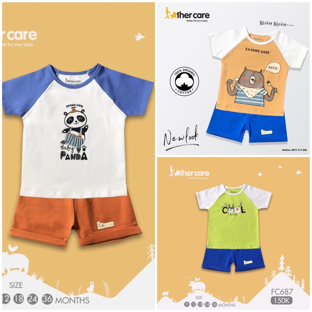 [RẺ VÔ ĐỊCH] Bộ Bộ cộc tay raglan quần đùi  an toàn cho bé họa tiết trẻ em Fathercare chính hãng