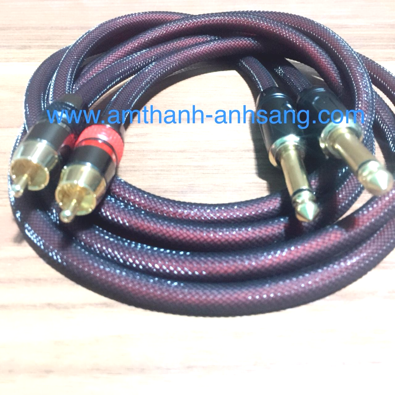 dây tín hiệu âm thanh rắc 6 ly ra hoa sen sl 02 dây, jack 6.3 ly, jack 6 ly, jack6.5mm, jack hoa sen, jack RCA,, dây jack av, dây jack TS to RCA,