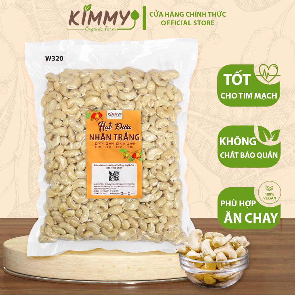 Hạt điều tươi w320 nhân trắng hạt sống 500g - 1kg - hạt dinh dưỡng chất lượng thượng hạng dùng làm sữa, làm bánh, chế biến món ăn - kimmy farm