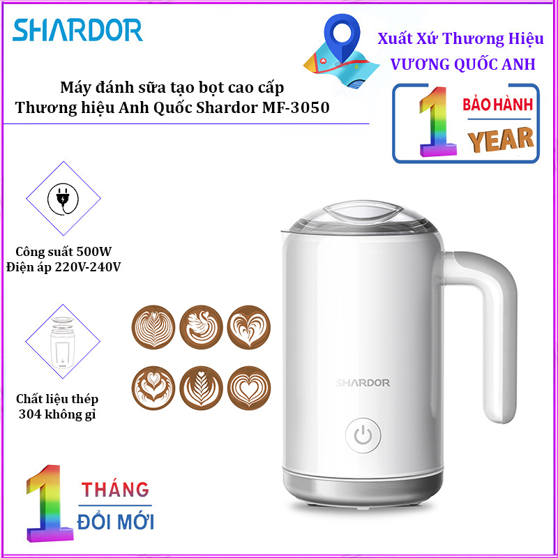 Máy đánh sữa tạo bọt cao cấp shardor mf-3050 công suất 500w