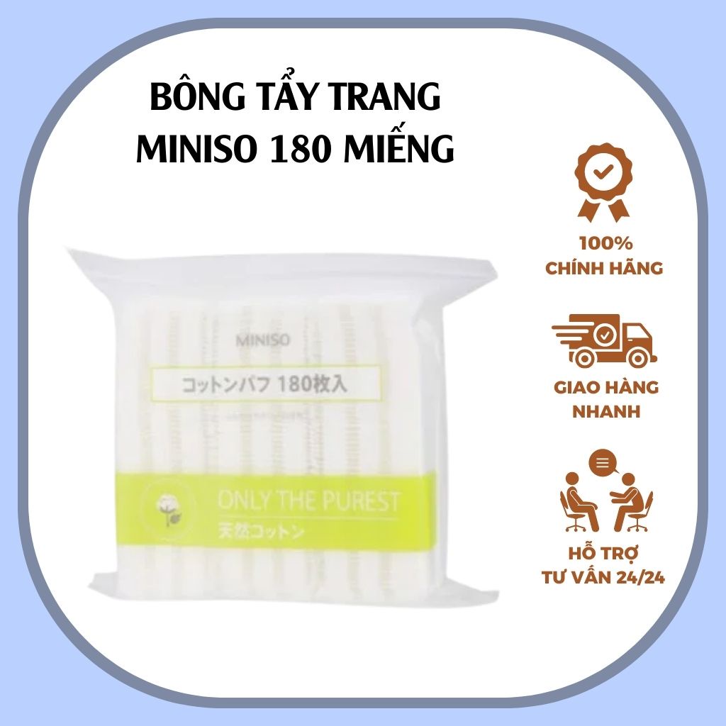 Bông tẩy trang Miniso 180 miếng Cotton Pad 3 lớp Nhật Bản