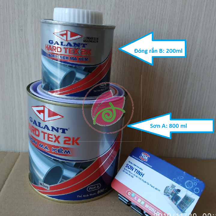 (nhiều màu) Sơn sắt MẠ KẼM epoxy Galant - HARD TEX 2K epoxy - 2 thành phần- Loại 1 ký