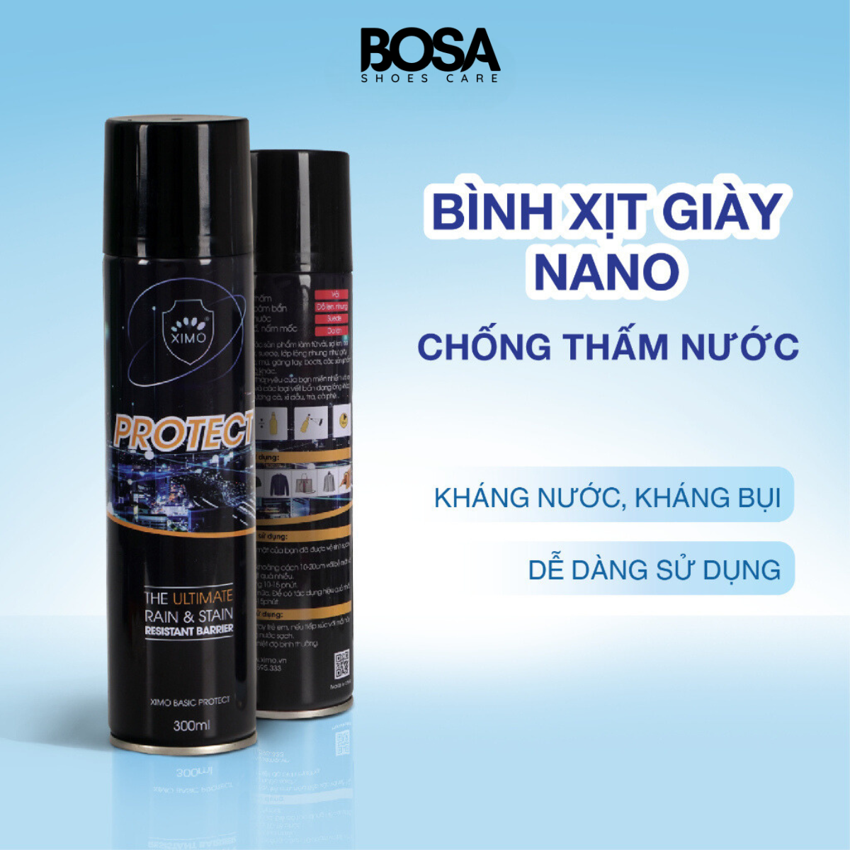 Bình xịt nano chống thấm nước, bụi bẩn cho giày túi, ví, áo da, mũ nón cao cấp XIMO chính hãng VSG07