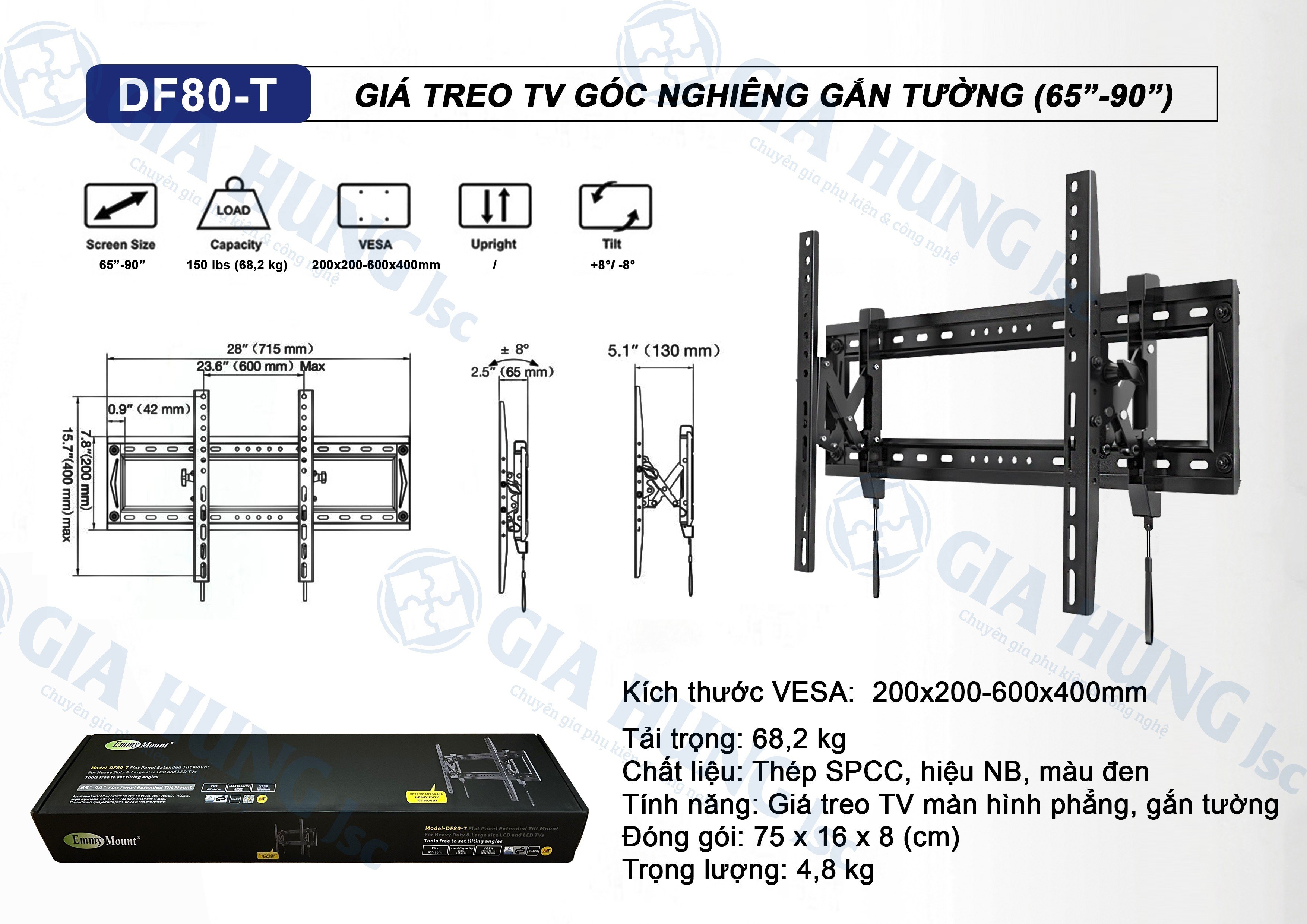 Giá treo tivi nghiêng nb df80