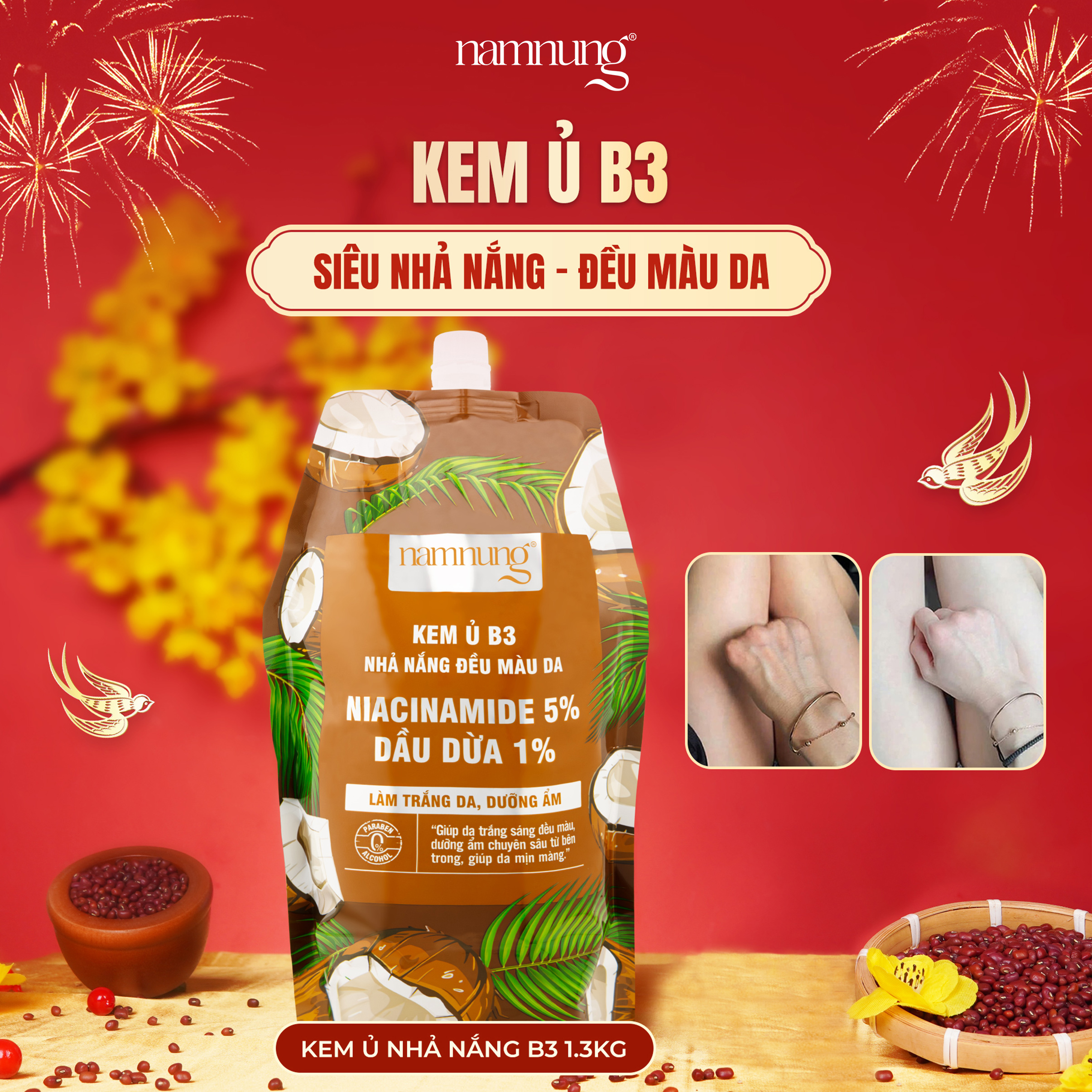 Kem ủ body B3 NAMNUNG siêu nhả nắng đều màu da trắng mịn