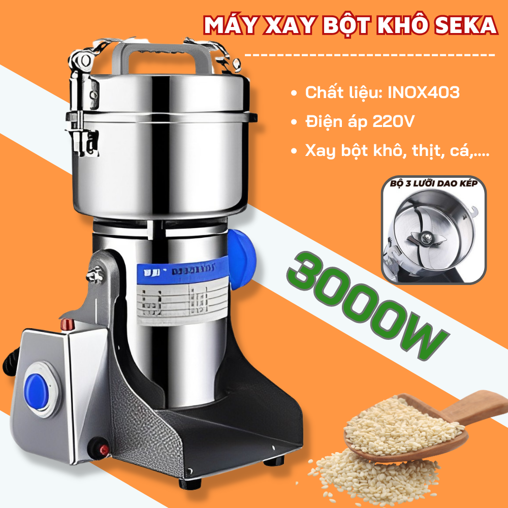 Máy xay bột khô seka công suất lớn 3000w nghiền bột khô, xay thịt cá vô cùng nhuyễn - máy xay bột khô đa năng xay cả thế giới