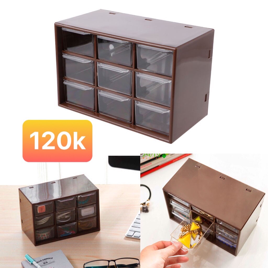 Hộc tủ 9 ngăn đựng đồ trang điểm, trang sức hoặc đựng phụ kiện handmade