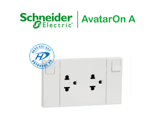 Ổ cắm đôi 3 chấu 16a có công tắc avataron a - schneider electric - m3t-sis-we