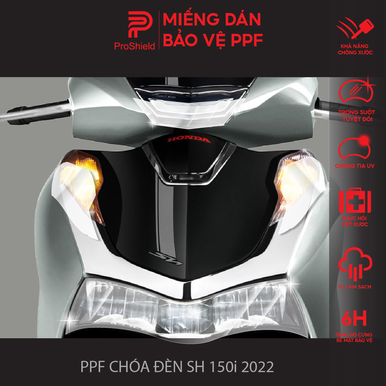Miếng dán ppf bảo vệ chóa đèn sh 150i 160i 2020 - 2024 | ppf đèn pha sh | ppf cao cấp
