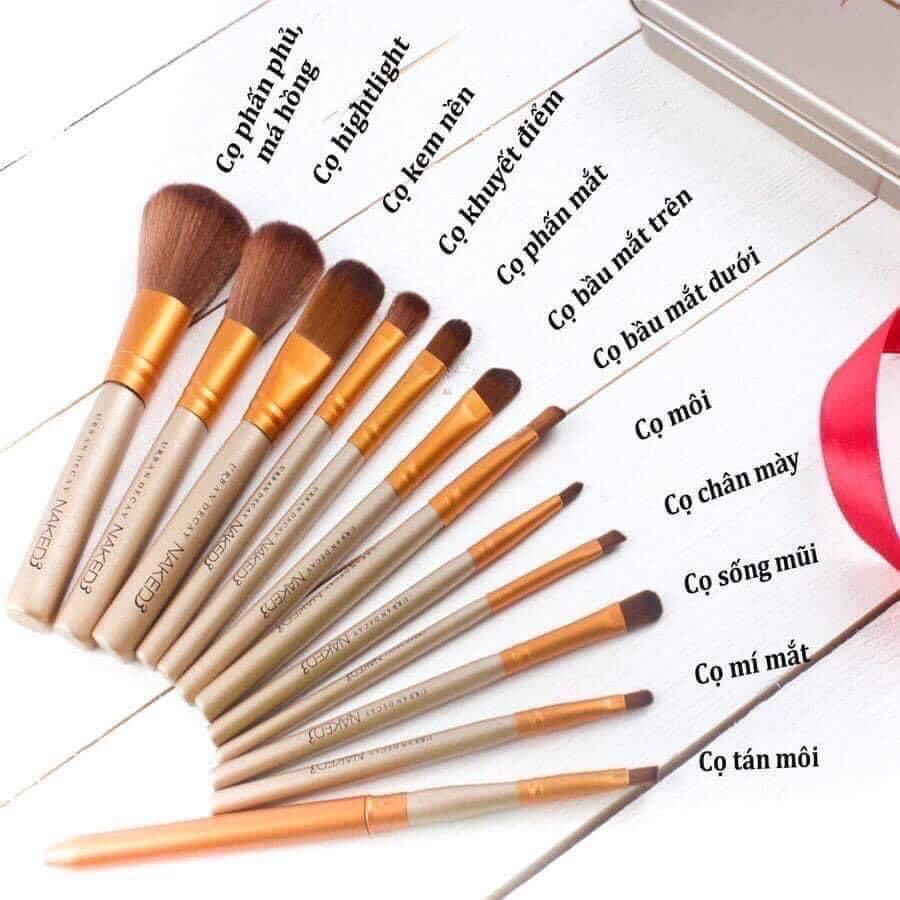 Bộ cọ trang điểm 12 cây NAKED3 siêu mịn, siêu tiện lợi
