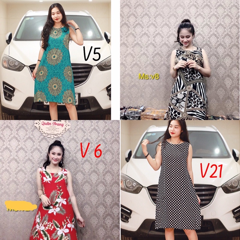 Đầm lanh mặc ở nhà, váy ngủ cho người trung niên dáng suông rộng có size đại