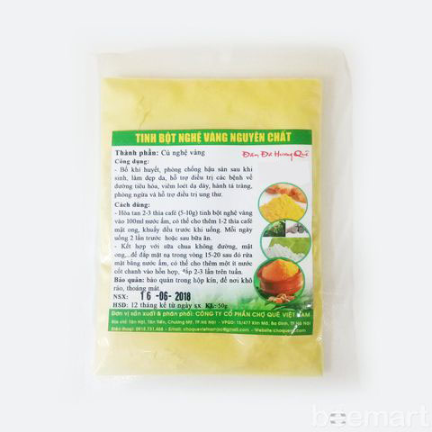 Túi 50g tinh bột nghệ vàng nguyên chất thiên nhiên từ Daklak
