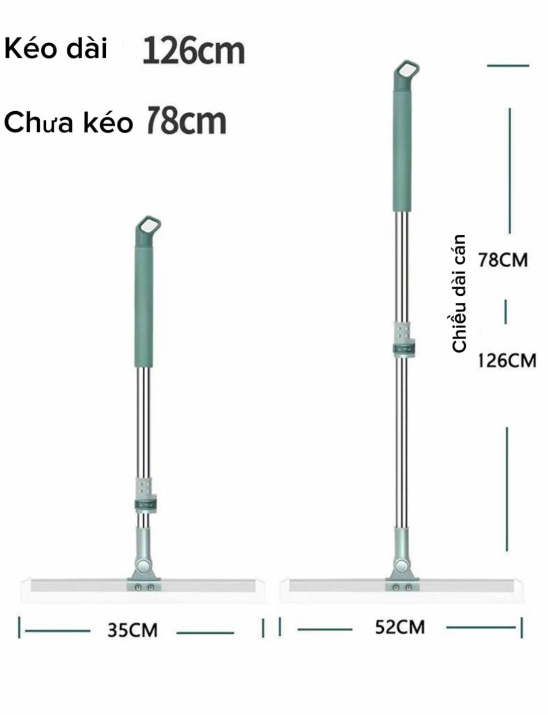 Cây Gạt Nước Sàn Nhà Xoay 360 Độ Tay Cầm Cán Inox Kích Thước 35cm Và 55cm Tiện Lợi Phù Hợp Cho Mọi Gia Đình - 2