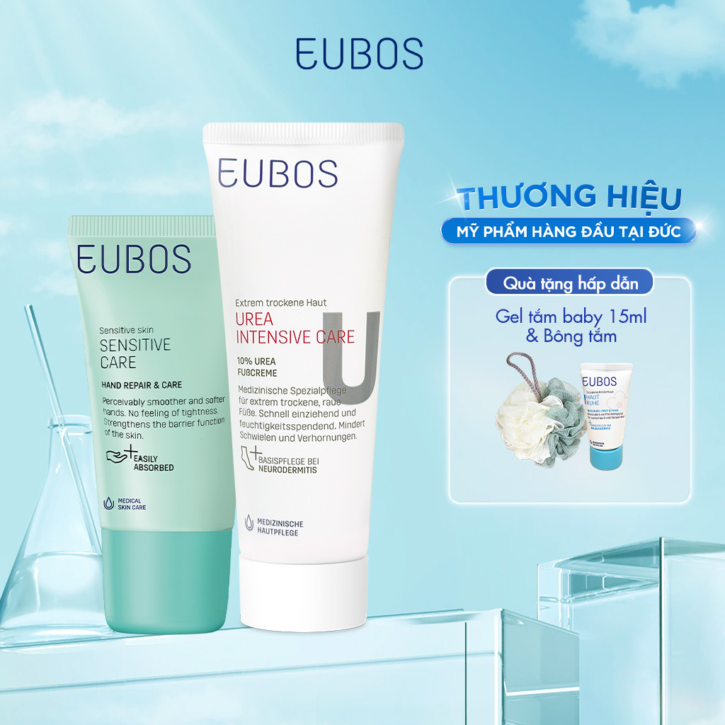 Combo kem dưỡng tay eubos 25ml và kem dưỡng gót chân urea 100ml dưỡng ẩm, phục hồi da khô, da nhạy cảm - đức