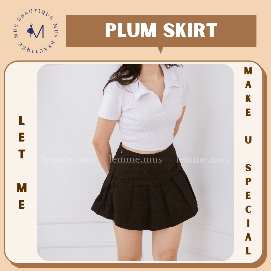 Chân váy ngắn xếp ly mus plum skirt
