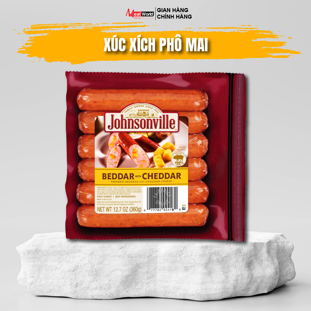 Xúc Xích Phô Mai Beddar with Cheddar Meat World 360g - Johnsonville