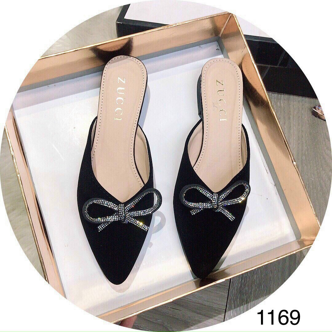 Dép sục nữ phối nơ đá nhỏ êm chân