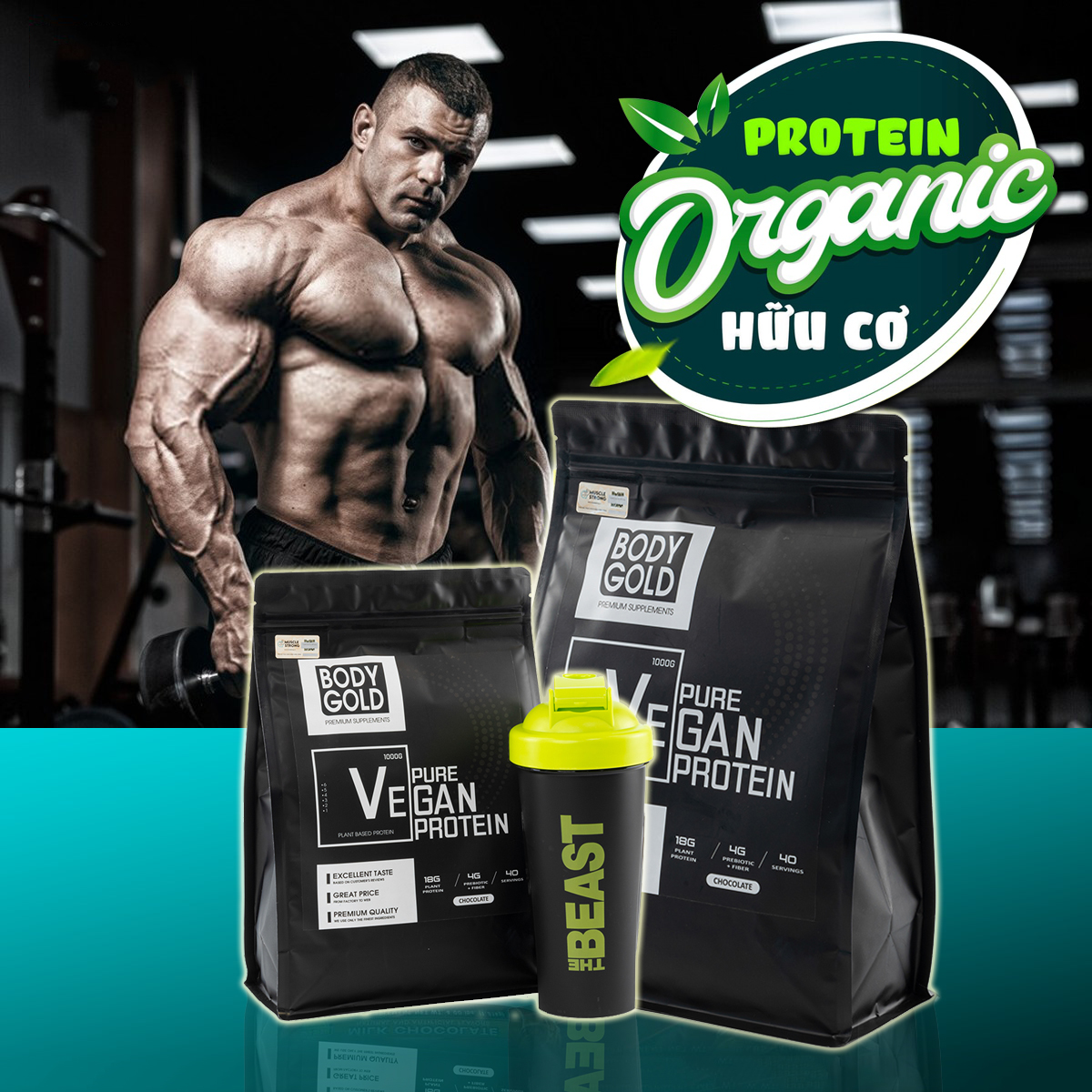 Combo 2 túi organic vegan protein - sữa tăng cân tăng cơ thực vật + quà tặng
