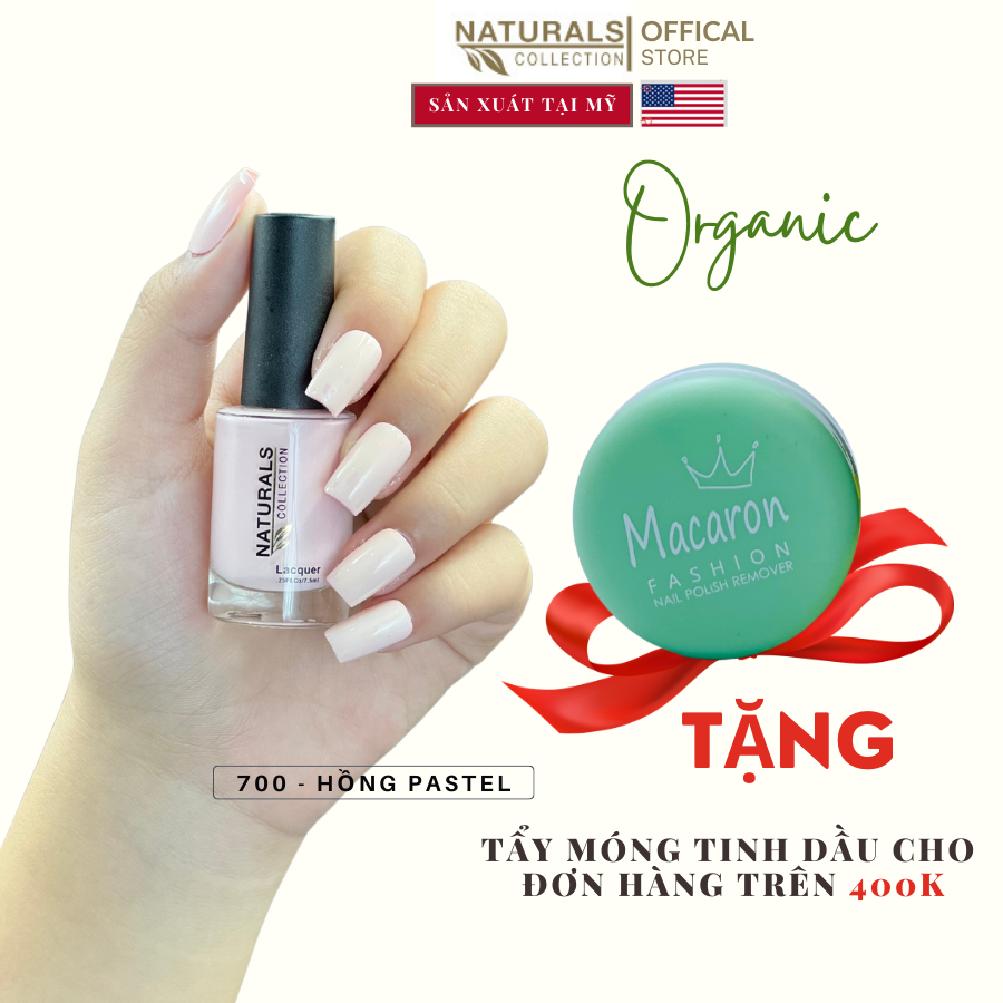 Sơn dưỡng thành phần hữu cơ phục hồi móng yếu, hư tổn USA NATURALS COLLECTION màu hồng pastel - 7.5ml - 700