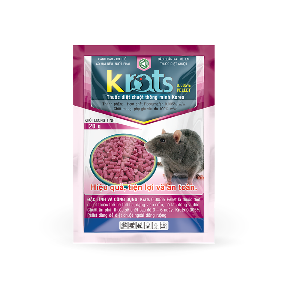  Combo 4 gói Thuốc diệt chuột thông minh Krats pellet 0,005% Nhập khẩu Hàn Quốc 