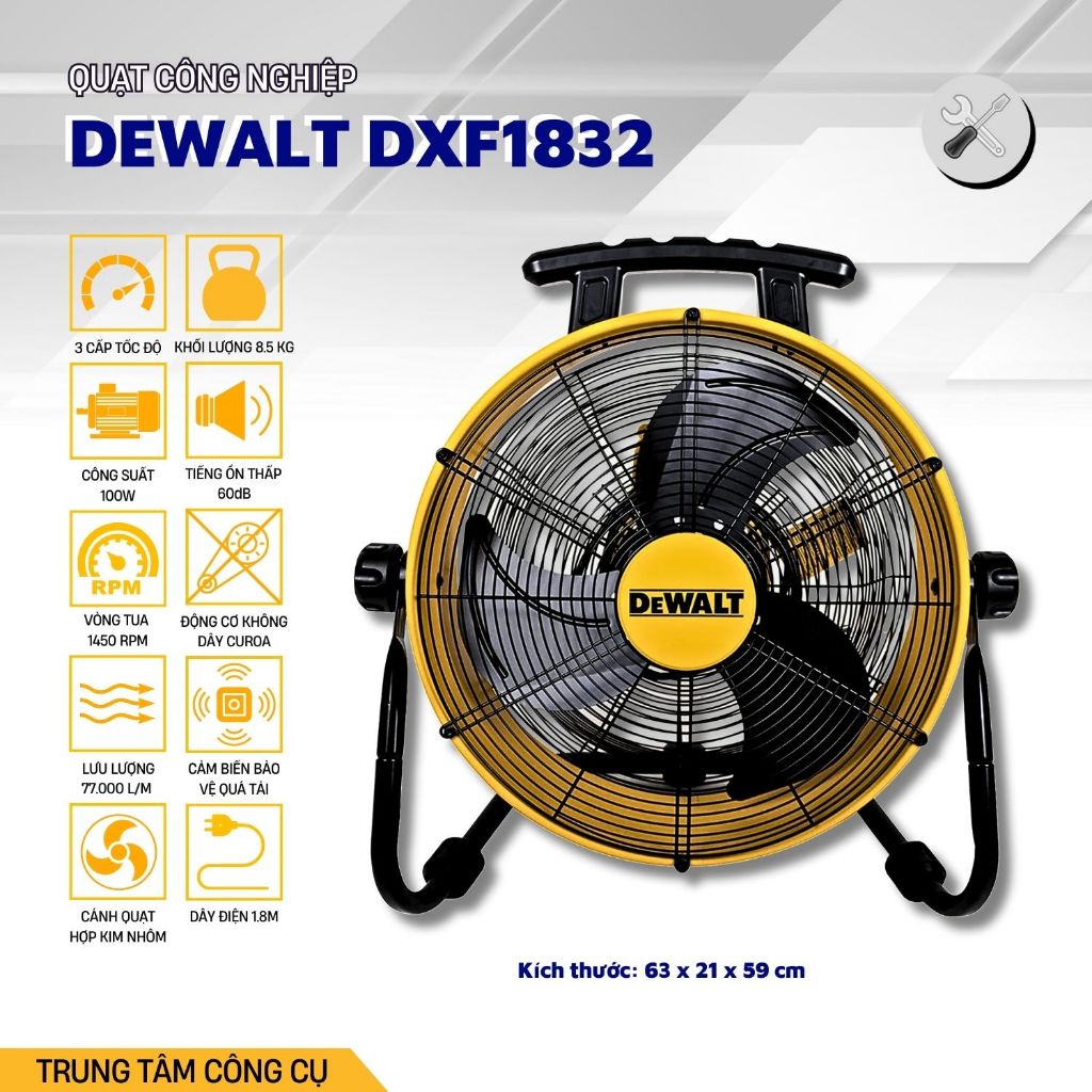 Quạt Sàn Công nghiệp Dewalt 18inch DXF1832 - Hàng chính hãng